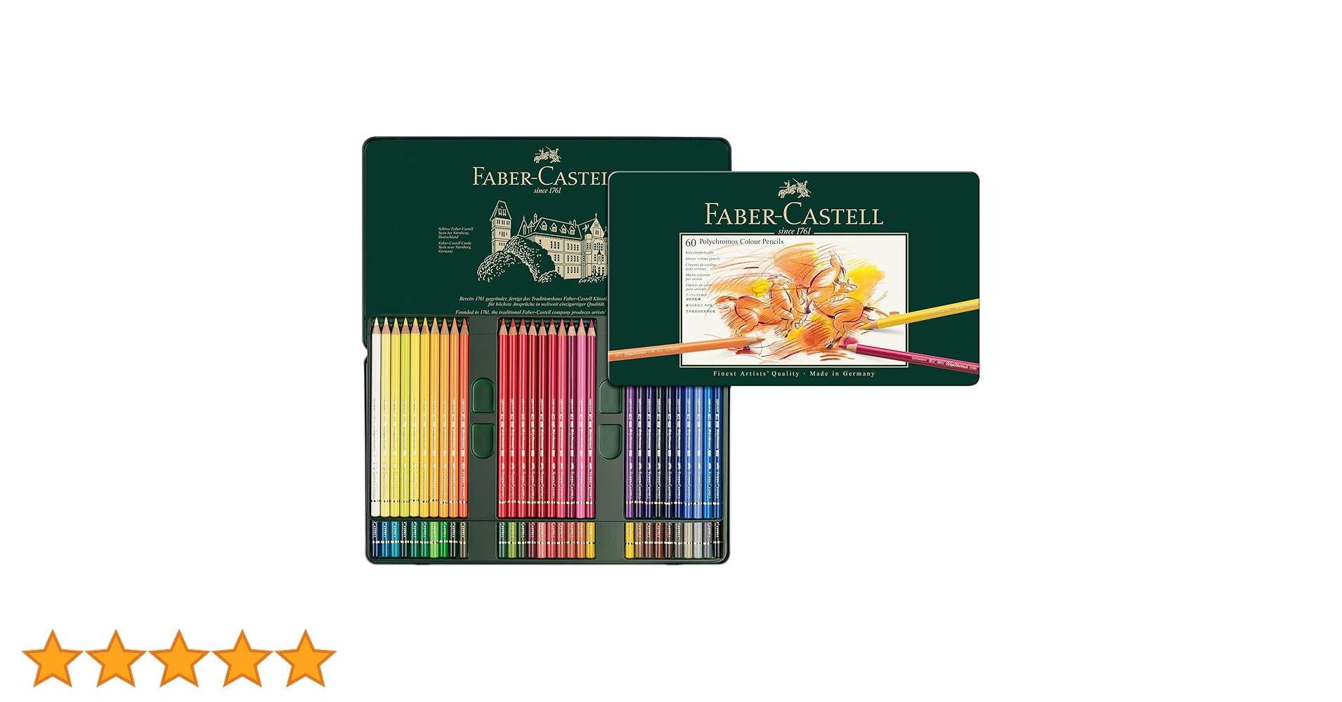Faber-Castell Polychromos Colour Pencils, Tin of 60, (18
